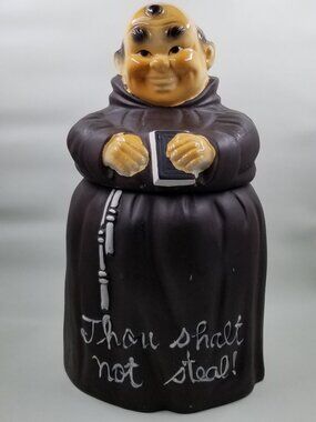 Thou Shalt Not Steal! Friar Tuck Monk Vintage Novelty Ceramic Cookie Jar (Japan)